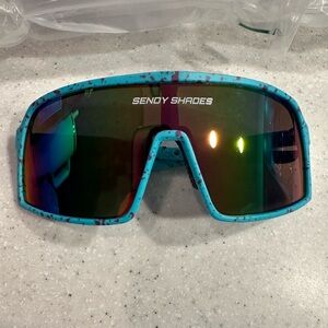 NWT SENDY SHADES Blue & Purple Sunglasses polarized shatterproof lenses baseball